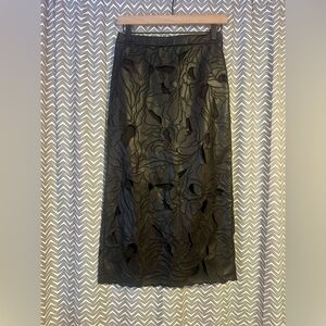 NWOT ZARA | Faux Leather Die Cut Midi Skirt, XS